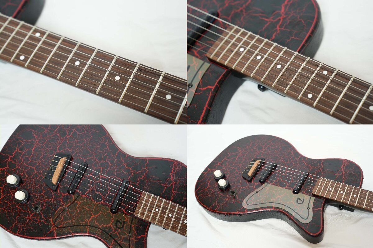 Electric Guitar Danelectro Matte Black & Red Crackle Rare Color SN 01659x