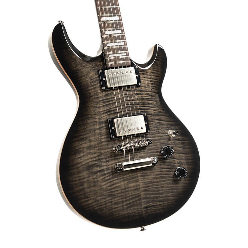 Cort M600 Trans Black Burst Flame Maple Top Double Cutaway Electric Guitar