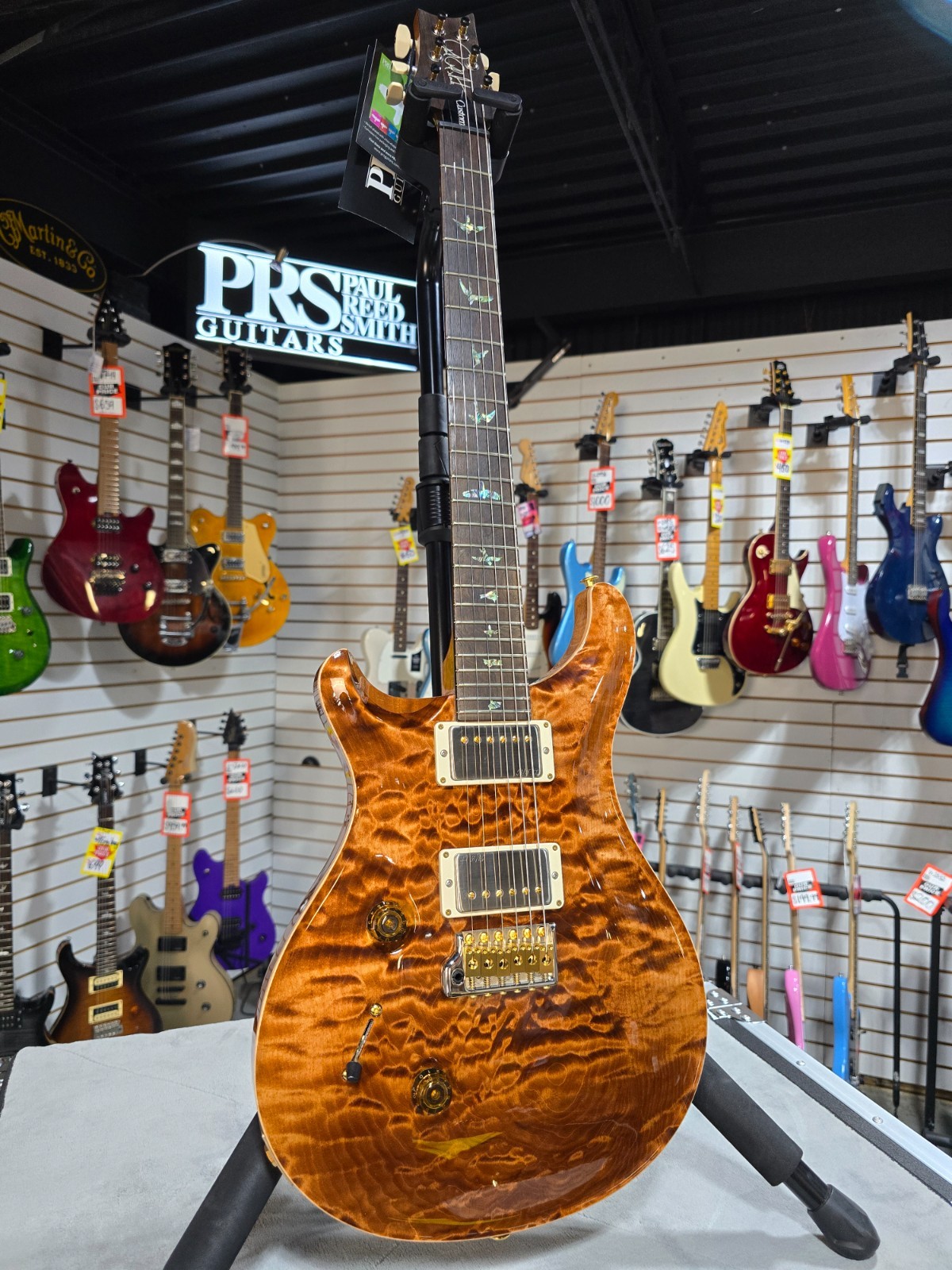 PRS Wood library, 10-Top, Custom 24 Left Handed- Copperhead w/OHSC & PLEK*D #597