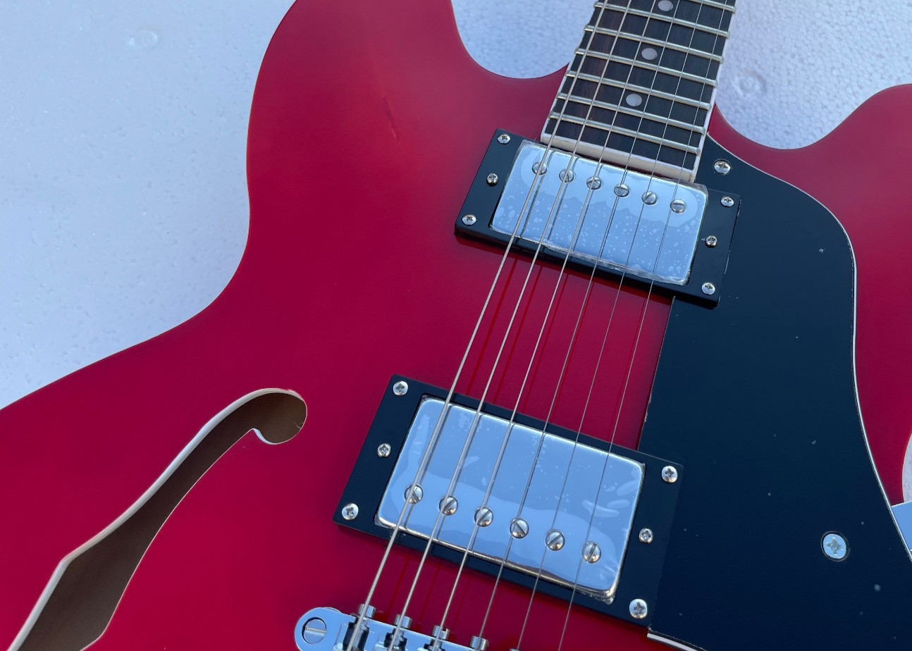 6 String Electric Jazz Guitar Semi Hollowbody Bone Nut Glossy Finished Guitarra