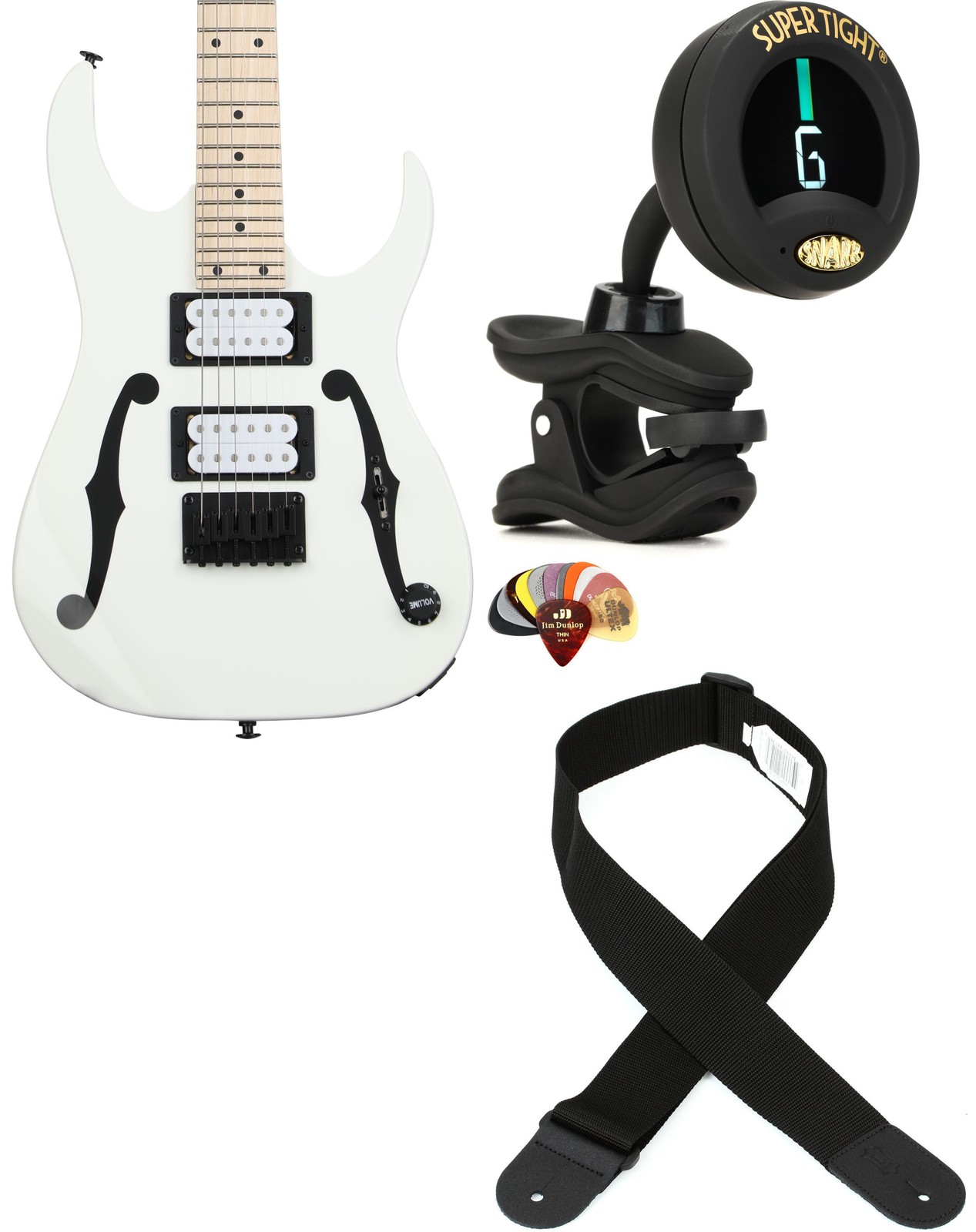 Ibanez PGMM31WH + Snark ST-8 + Dunlop PVP101 + Levy’s M8POLY-BLK Value Bund