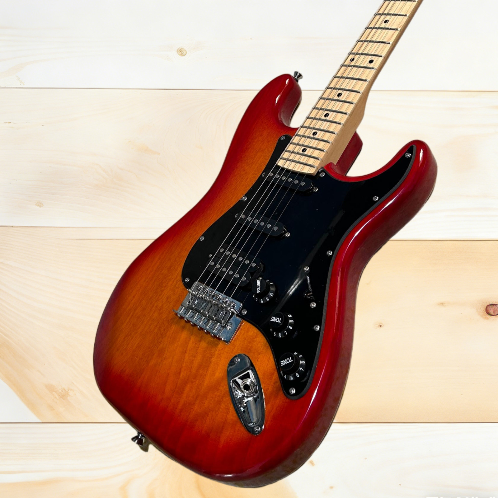 ST Electric Guitar Mahogany Body Maple Fretboard Cherry Sunburst Color 22 Frets