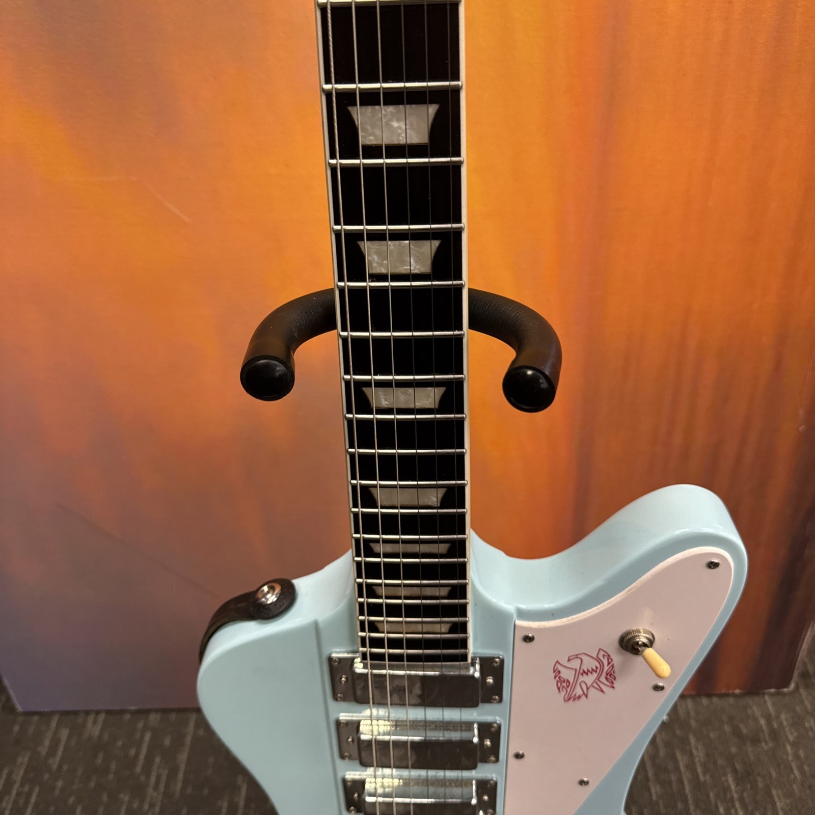 Vintage Pelham blue Firebird Style Electric Guitar Chrome Hardware HH Pickups