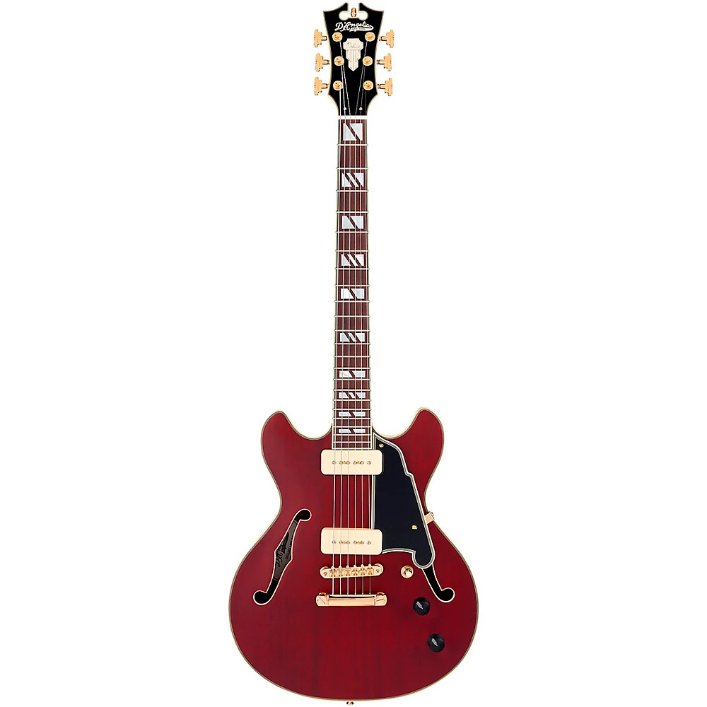 D’Angelico Deluxe Mini DC SemiHollow Electric Guitar Satin Trans Wine