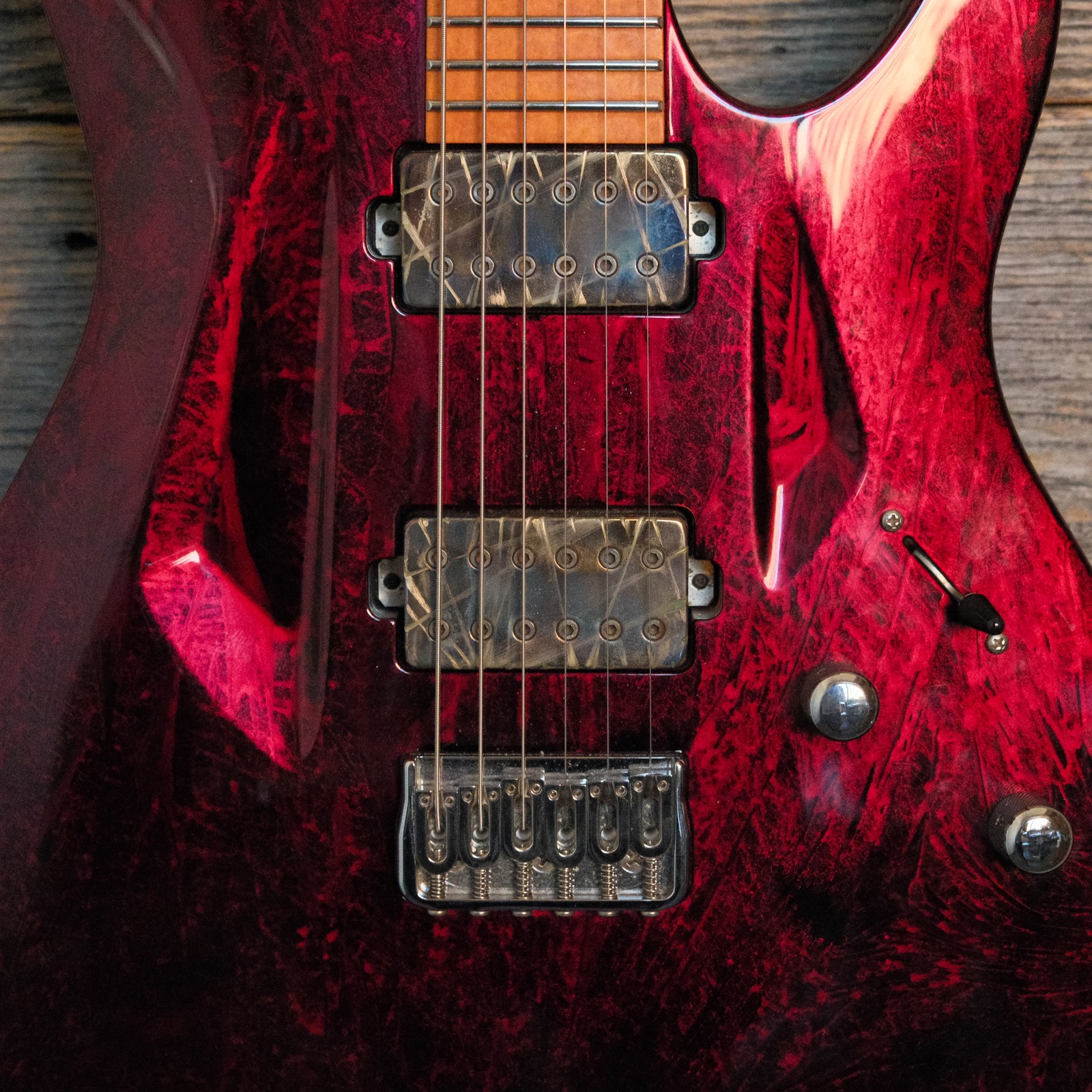 Used Aristides 060 Custom Build Guitar – Ruby Red Marble Burst Gloss w/Case
