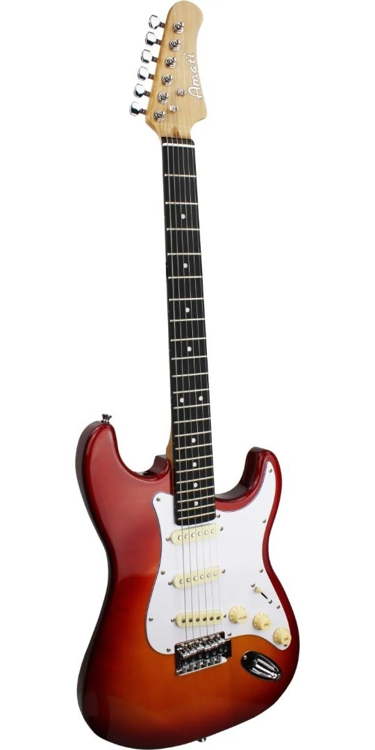 Amati H Series Model #10STHG ST Style Electric Guitar in a Cherry Sunburst Finis
