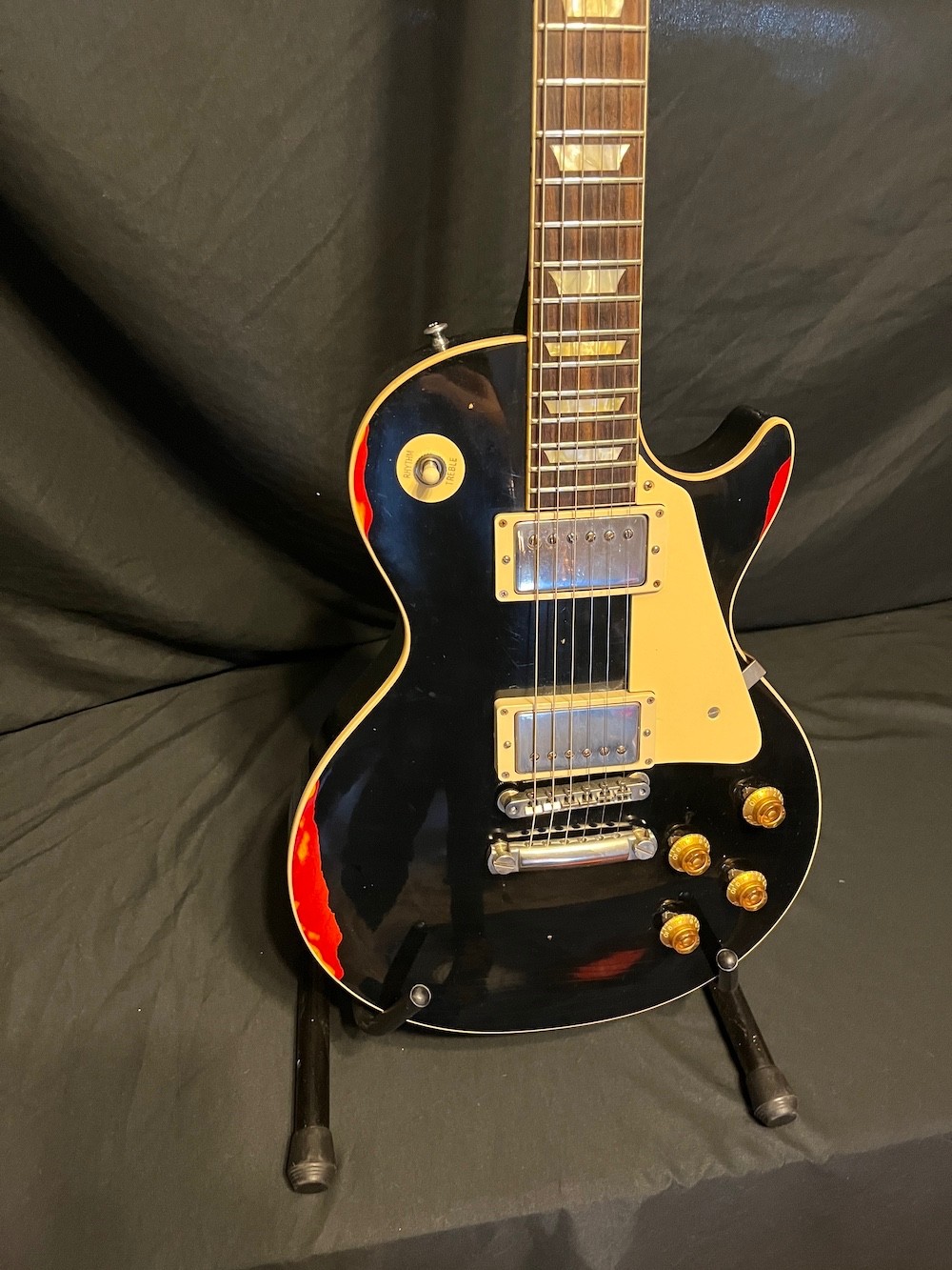 2017 Gibson Custom Shop Les Paul Standard Painted Over Aged Ebony Cherry/Sunburs