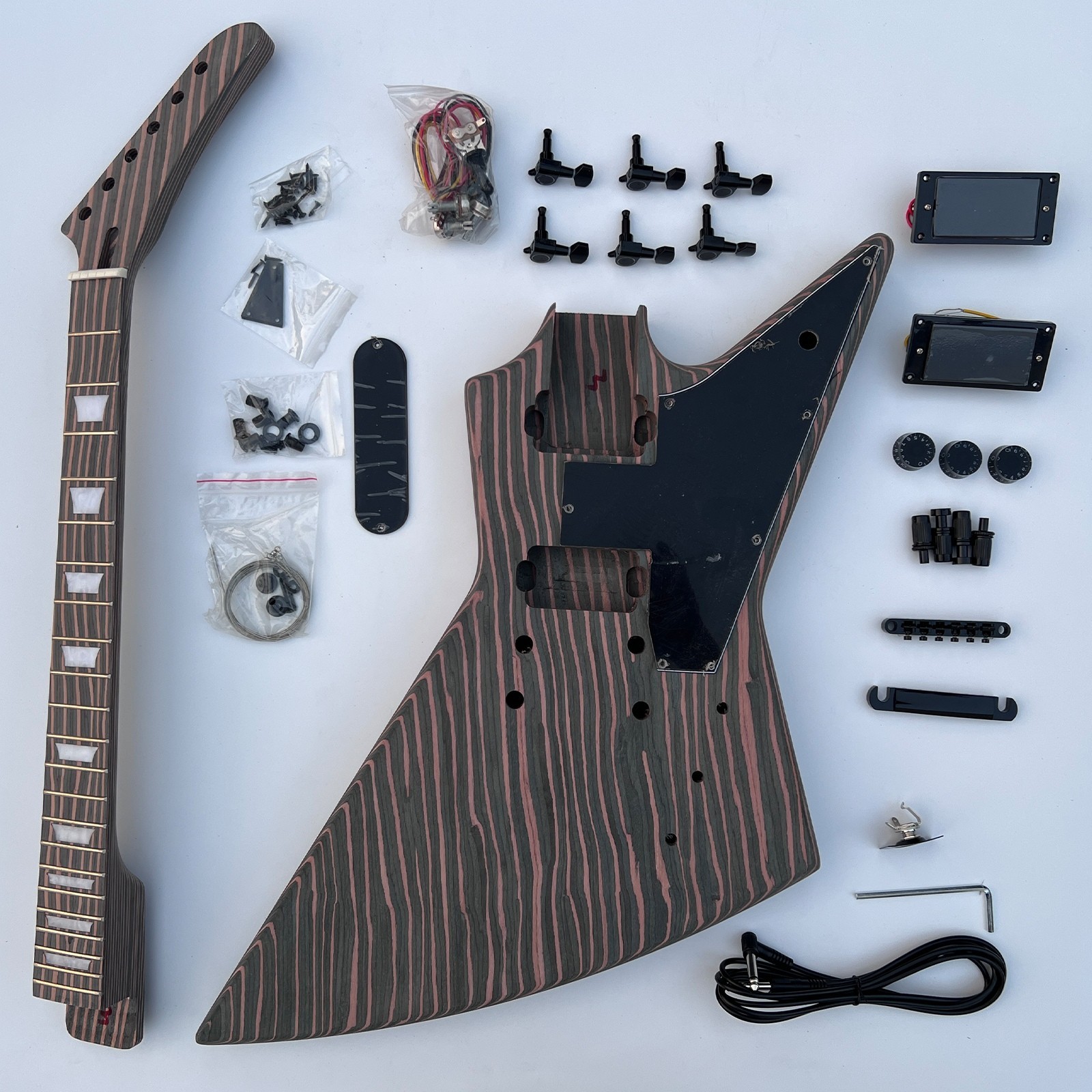 Unfinished Zebrawood Bone Nuts T-o-m Set Neck DIY Electric Guitar Kits Free Ship