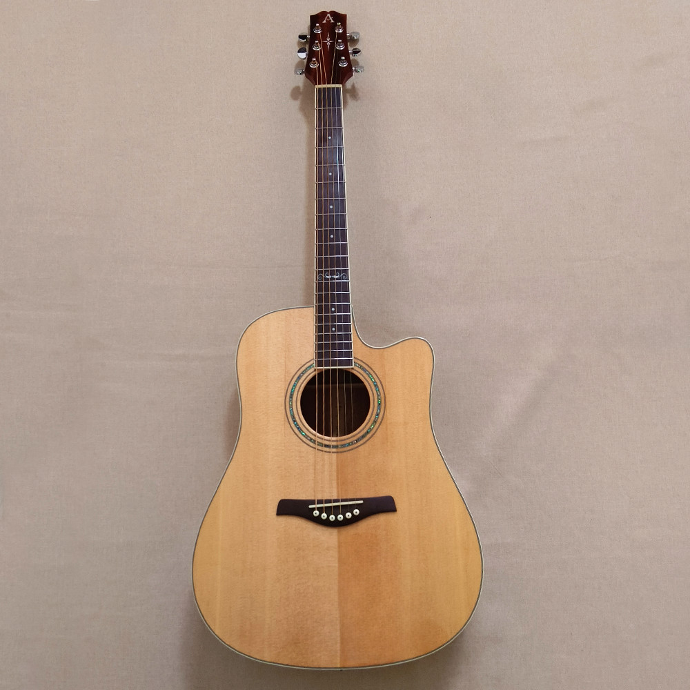 AOSEN 41″ Natural Cutaway Acoustic Guitar Solid Spruce Wood Top Softbag Bone Nut