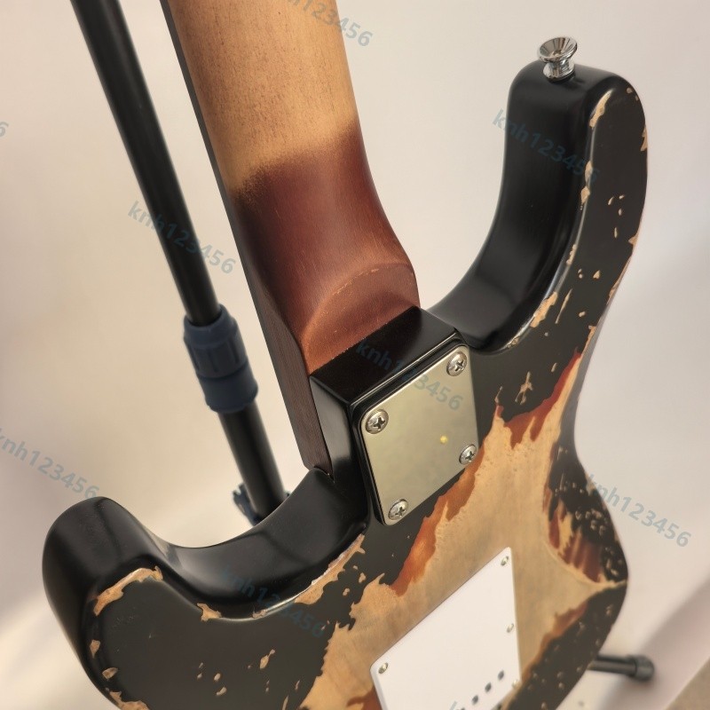 Heavy Aged Solid Body Electric Guitar Stainless Rounded Fret Edge Bone Nut Local