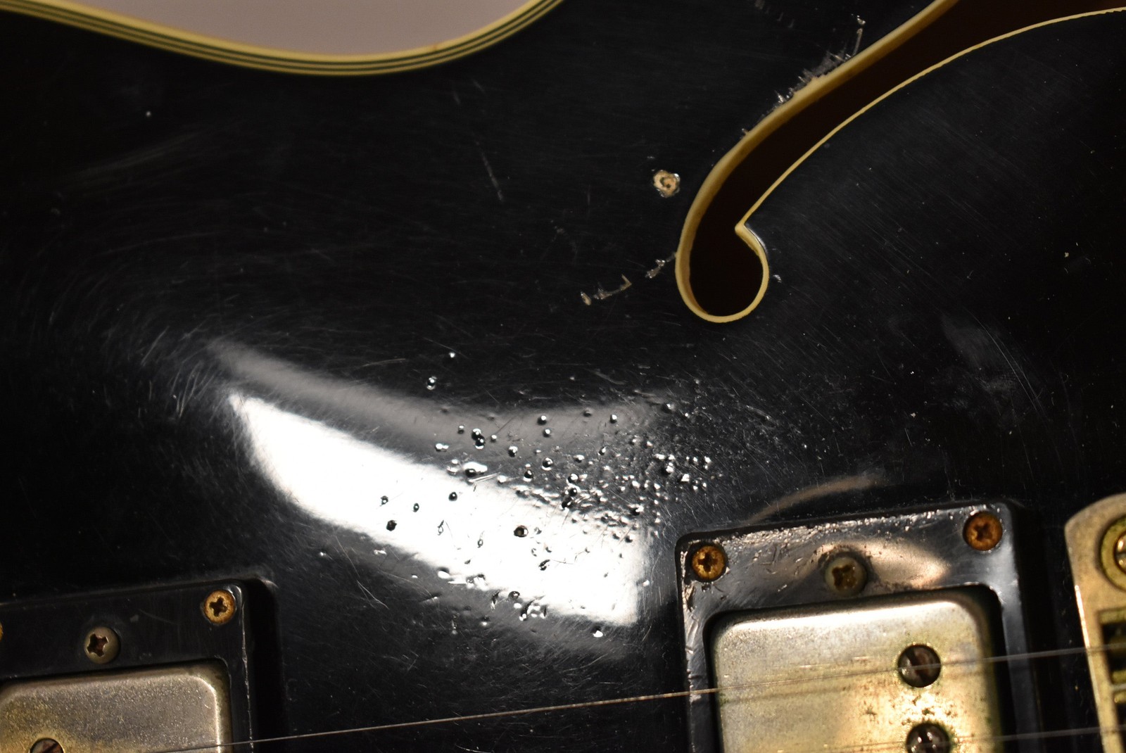 1997 Epiphone Sheraton Samick Korea Ebony Finish AS-IS For Repair w/OHSC