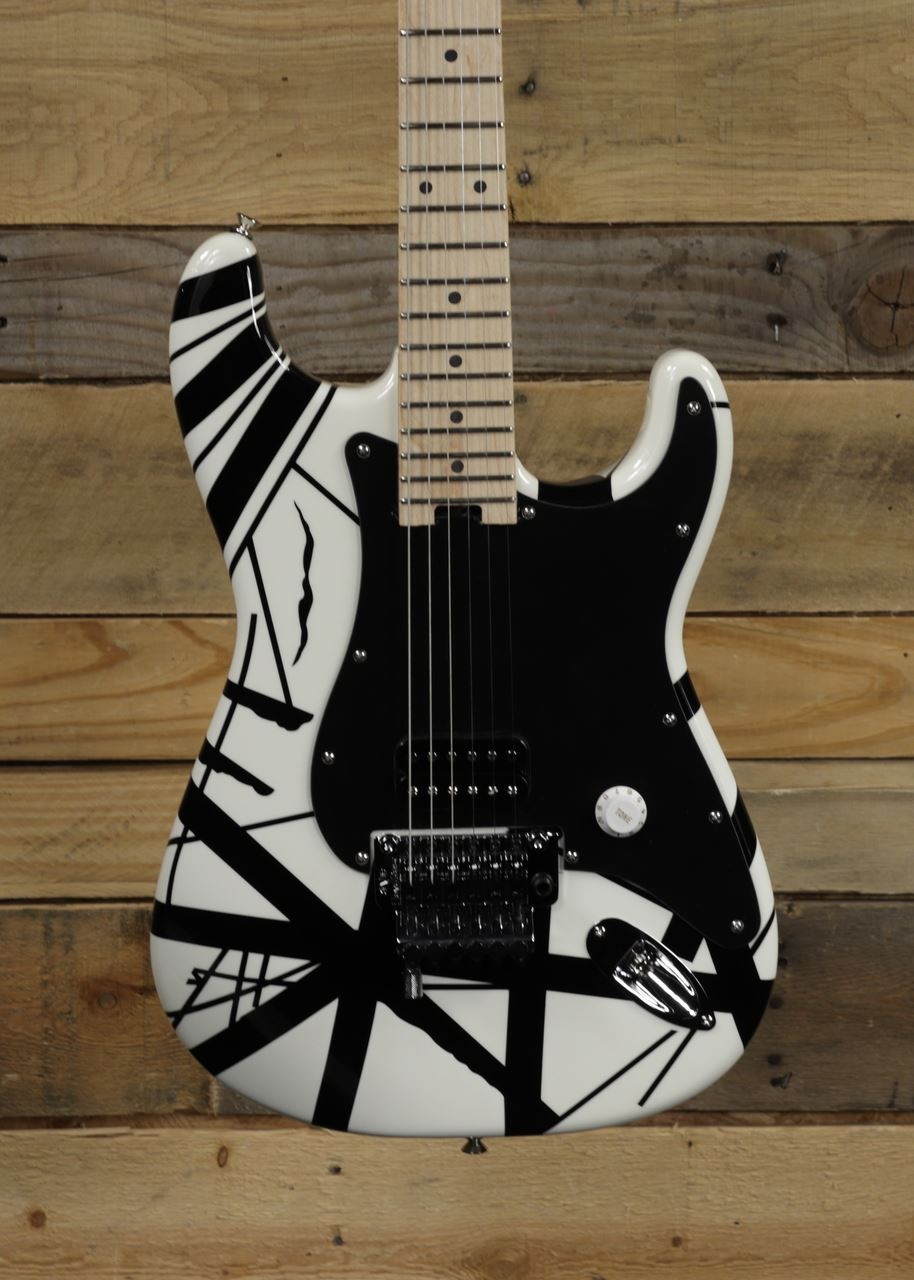 EVH Striped Series Electric Guitar White w/ Black Stripes