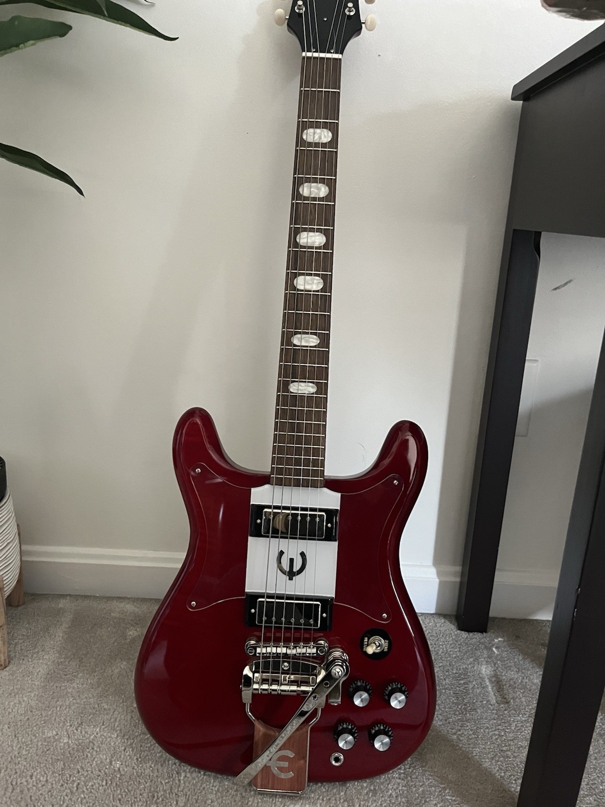 Epiphone Crestwood Custom Cherry Red Electric Guitar 2021 with small Orange Amp