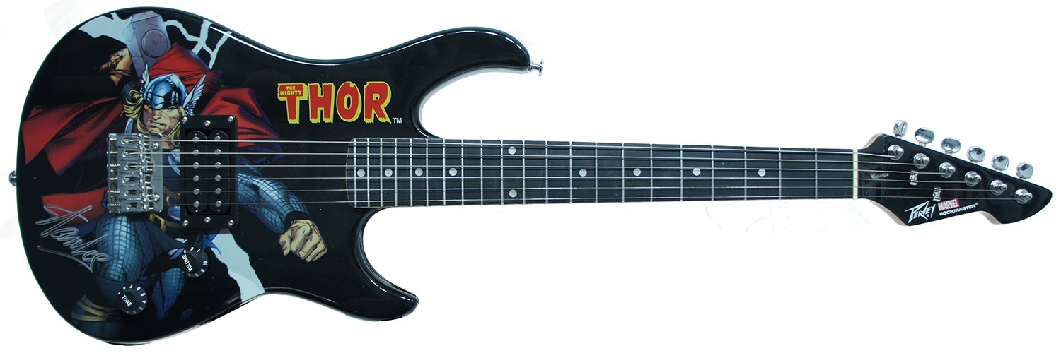 Stan Lee Signed Peavey Marvel Thor 3/4 Size Electric Guitar & Certificate!