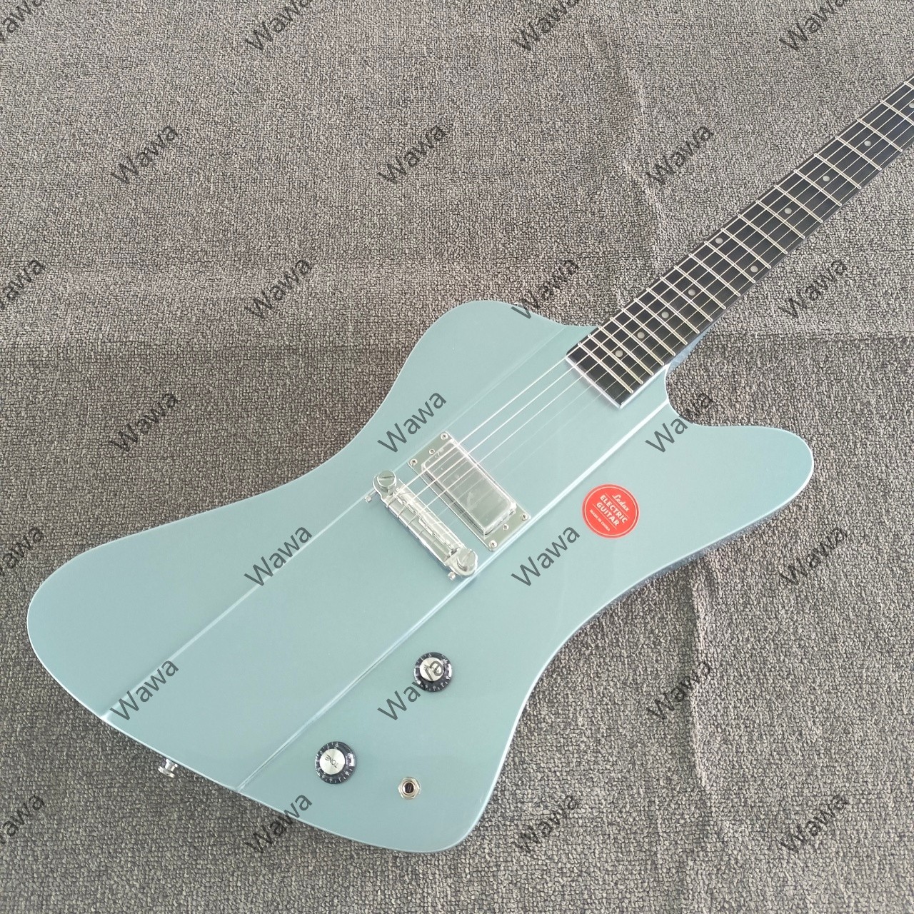 Gloss Ice Blue Electric Guitar Minimalist Solid Offset Body Chrome Hardware