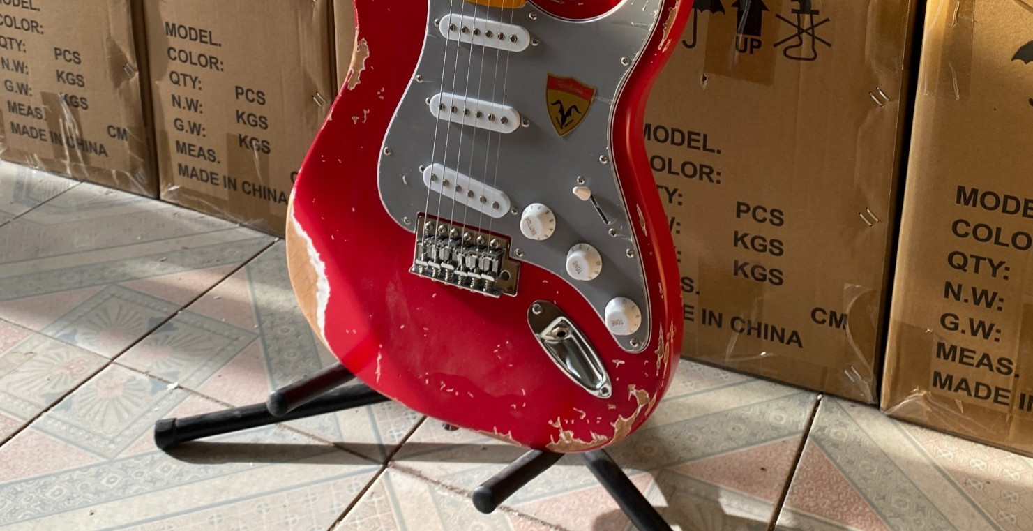 Stunning Retro Red Heavy Relic Style Electric Guitar Solid Alder Body Free Ship