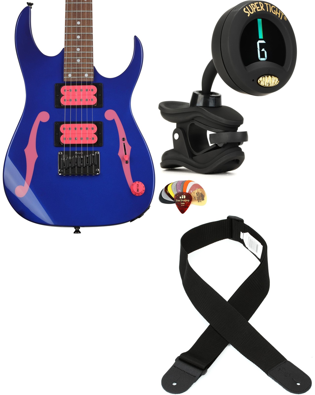 Ibanez PGMM11JB + Snark ST-8 + Dunlop PVP101 + Levy’s M8POLY-BLK Value Bund