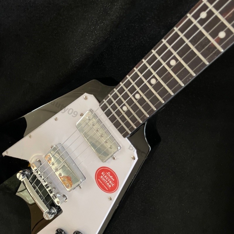 Electric Guitar Gloss Black HH Pickguard Chrome Hardware Stainless Rounded Fret