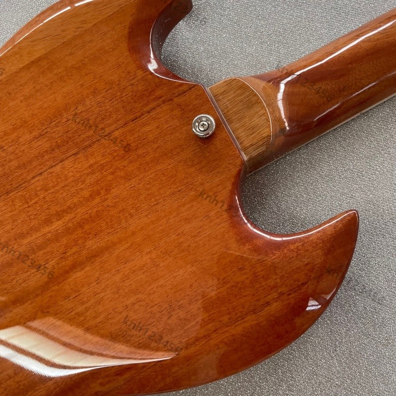 Electric Guitar Natural Mahogany Finish Bone Nut Stainless Rounded Fret Edge HH