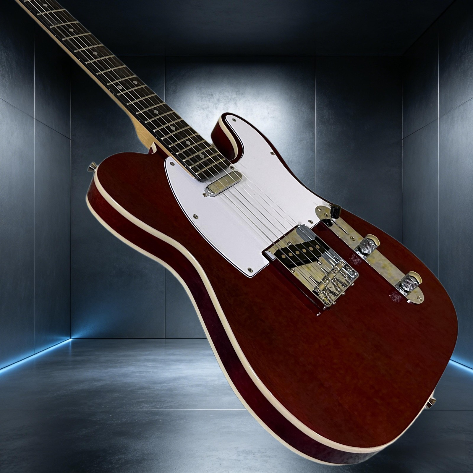 Tele Electric Guitar Rosewood Fretboard Wine Red Color 22 Frets Double Binding