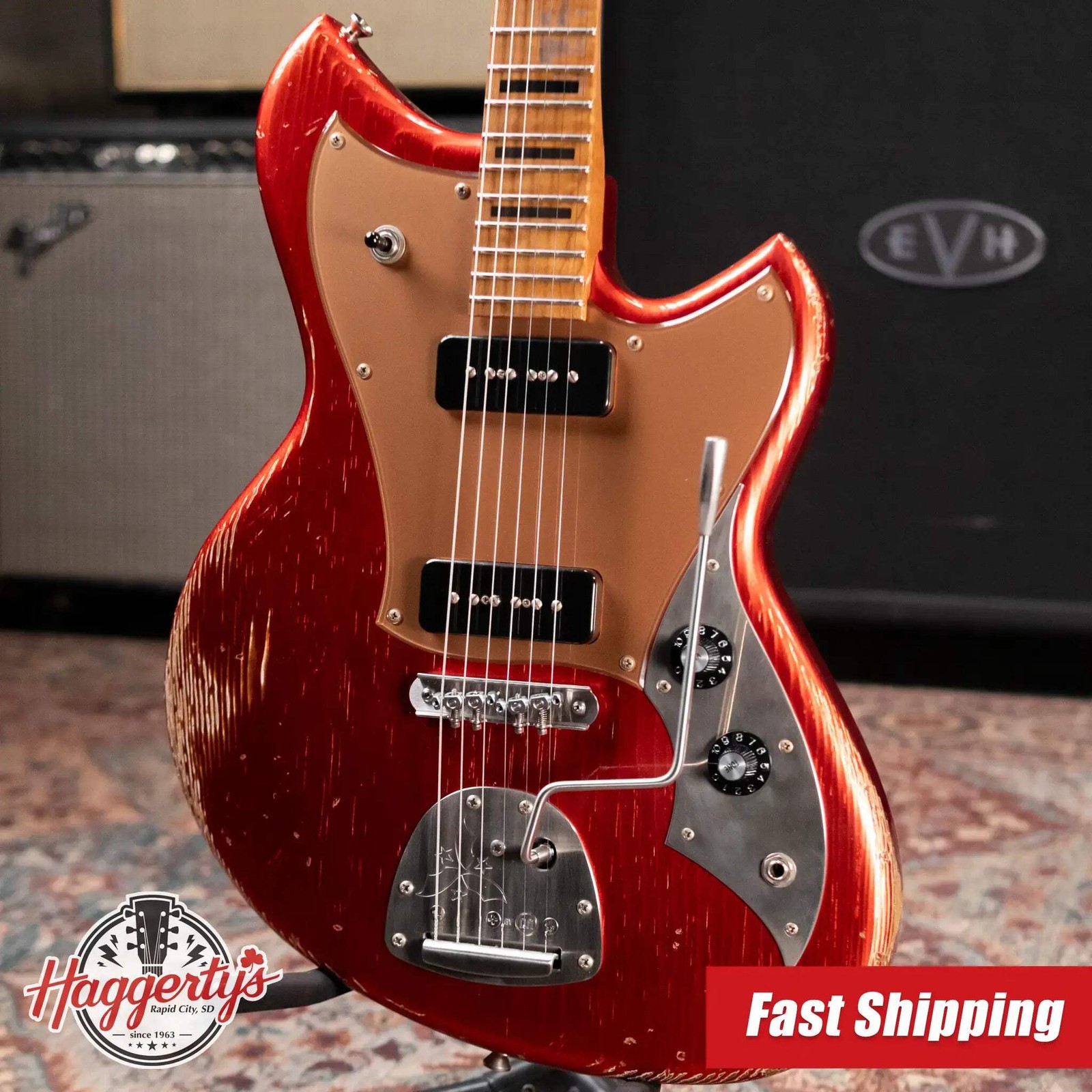 Novo Custom Shop Serus J Medium Distress Electric Guitar – Candy Apple Red with