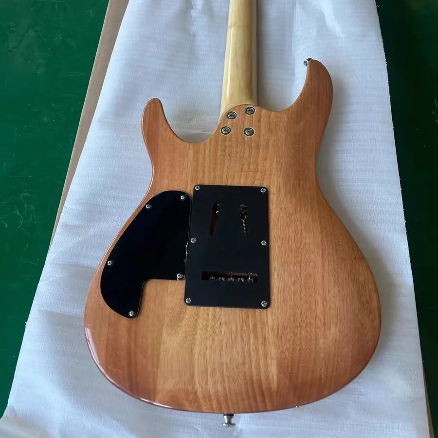 6 String Electric Guitar Natural Wood Burl Maple Veneer Rosewood Fretboard