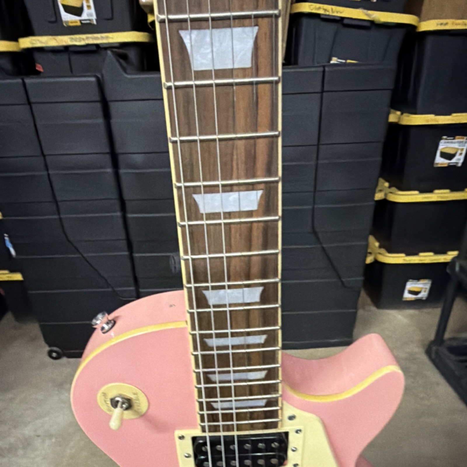 Lawson Damon Electric Guitar Pink LP style solid body with camo hard shell case
