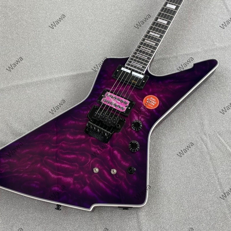 Hot Hard Rock Purple Solid Electric Guitar Rounded Fret Edge Active Pickup Stock