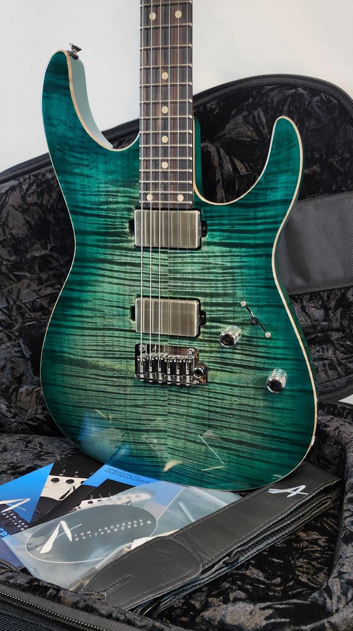 Tom Anderson Angel, Flame Maple Top, Ziricote FB, HC1/HC2+, Cajun Key Lime to Te