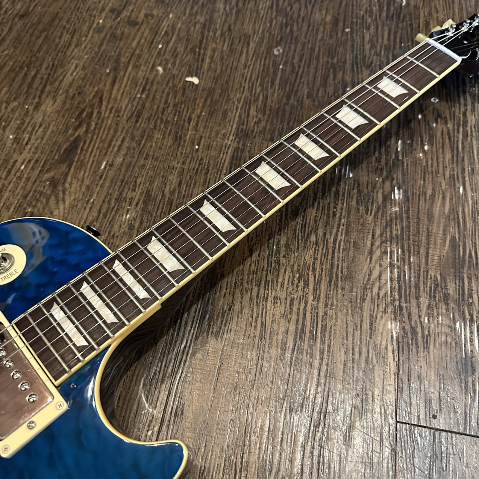 Burny LSD-80N Used Maple Top Mahogany Back Body Mahogany Neck See Thru Blue