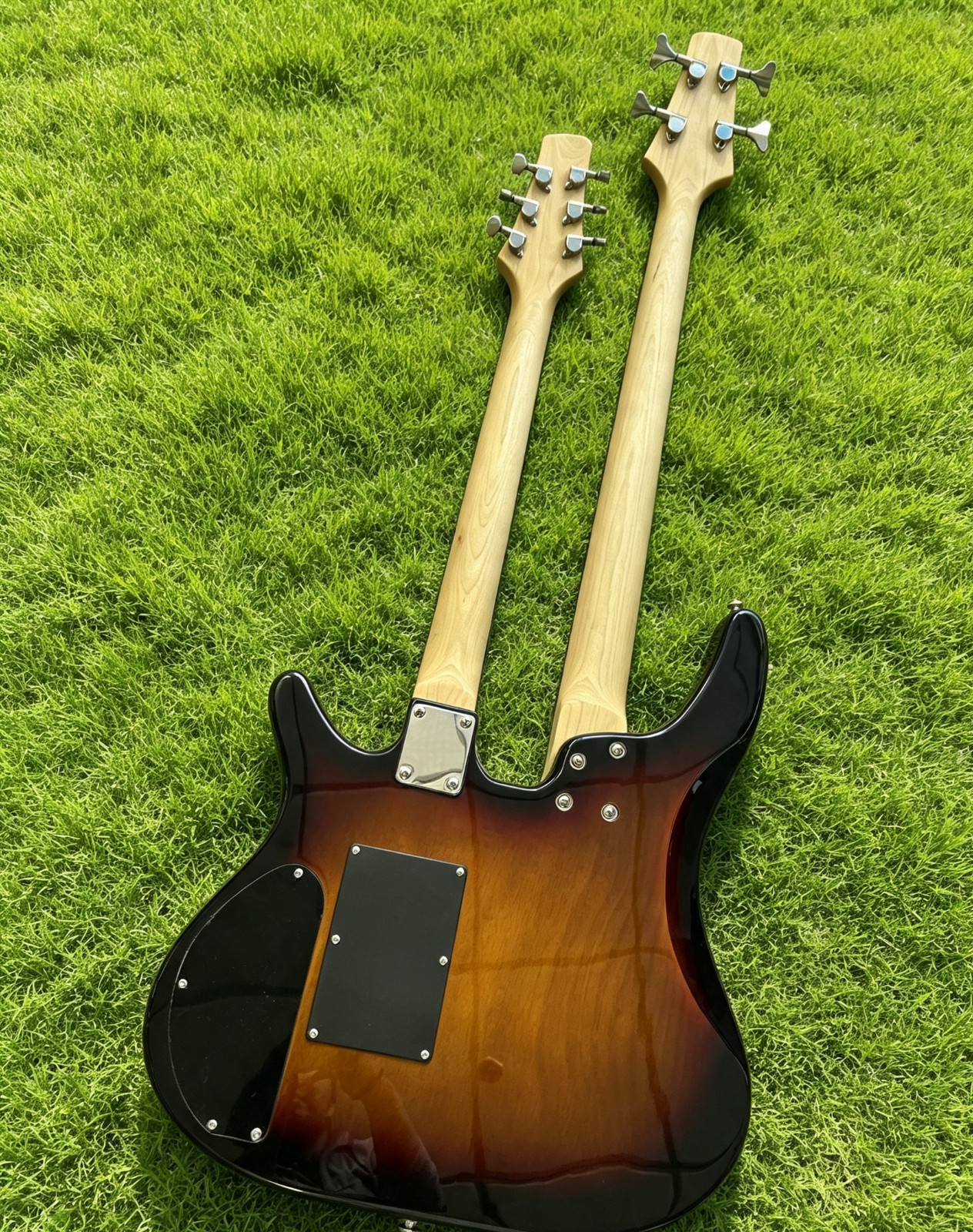 US Warehouse Sunburst Double Neck Guitar Bass Combo 6+4 Strings Solid Body