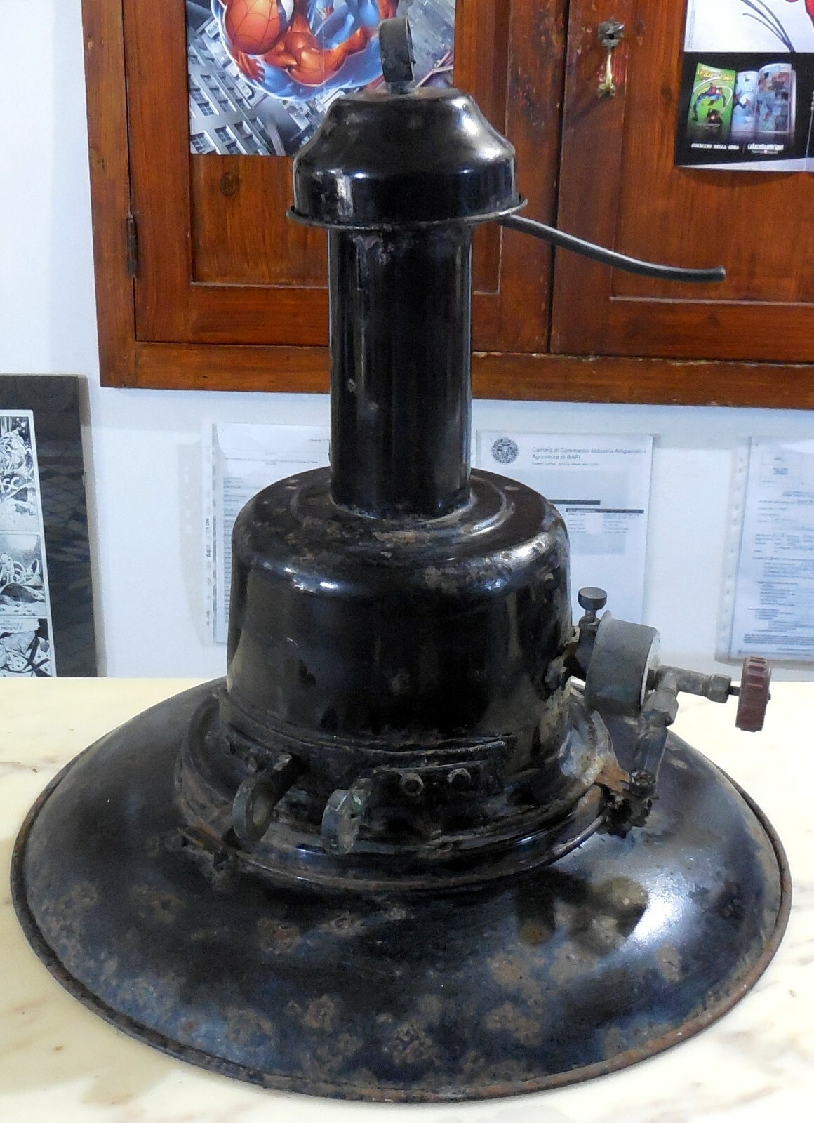 VINTAGE LARGE ANTIQUE LAMP FISHING LIGHT PROVISUS TORINO ITALY 1940-60s