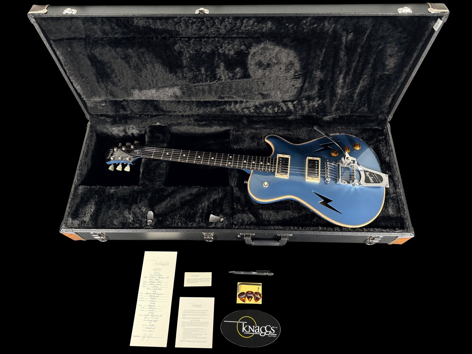 2026 KNAGGS CHENA LB HOLLOWBODY w BIGSBY & LIGHTNING BOLT F-HOLES ~ PELHAM BLUE