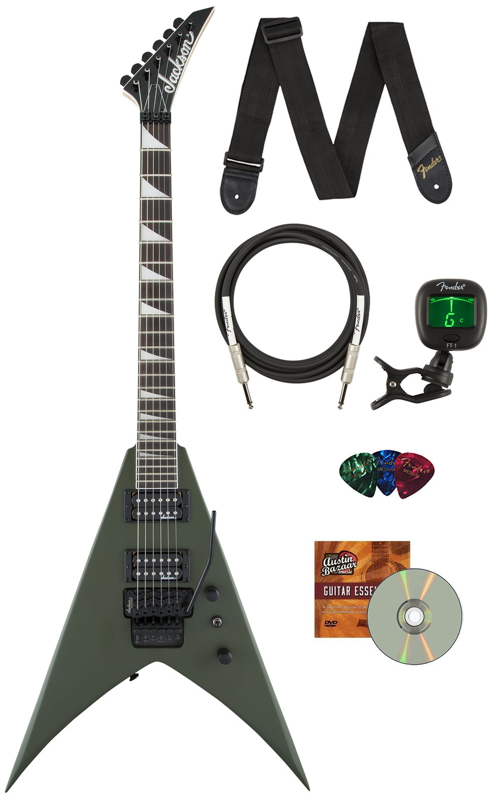 Jackson JS Series King V JS32 Electric Guitar – Matte Army Drab w/ Instrument Ca