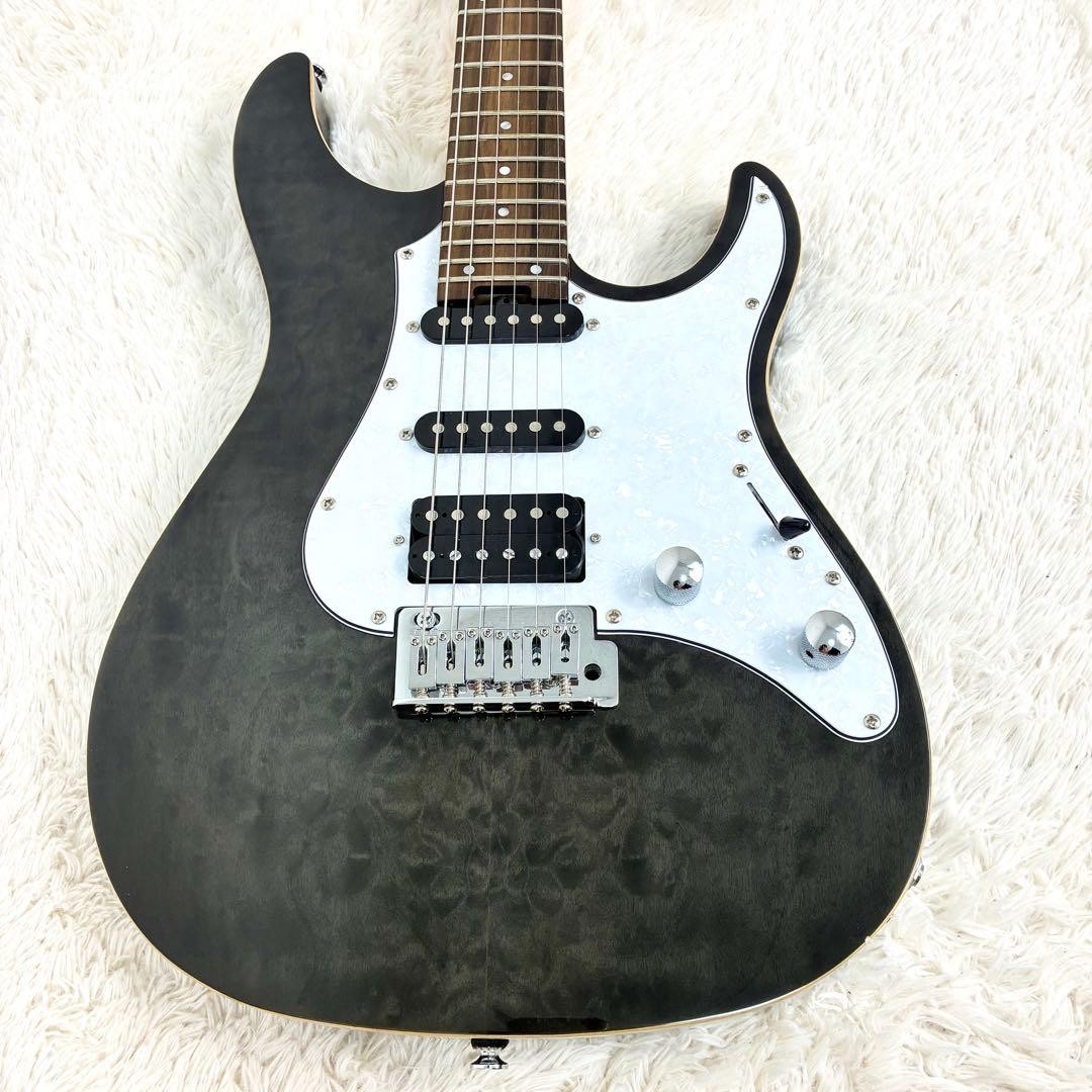 GrassRoots G-Snapper-CTM Electric Guitar See Thru Black Quilted Maple Veneer