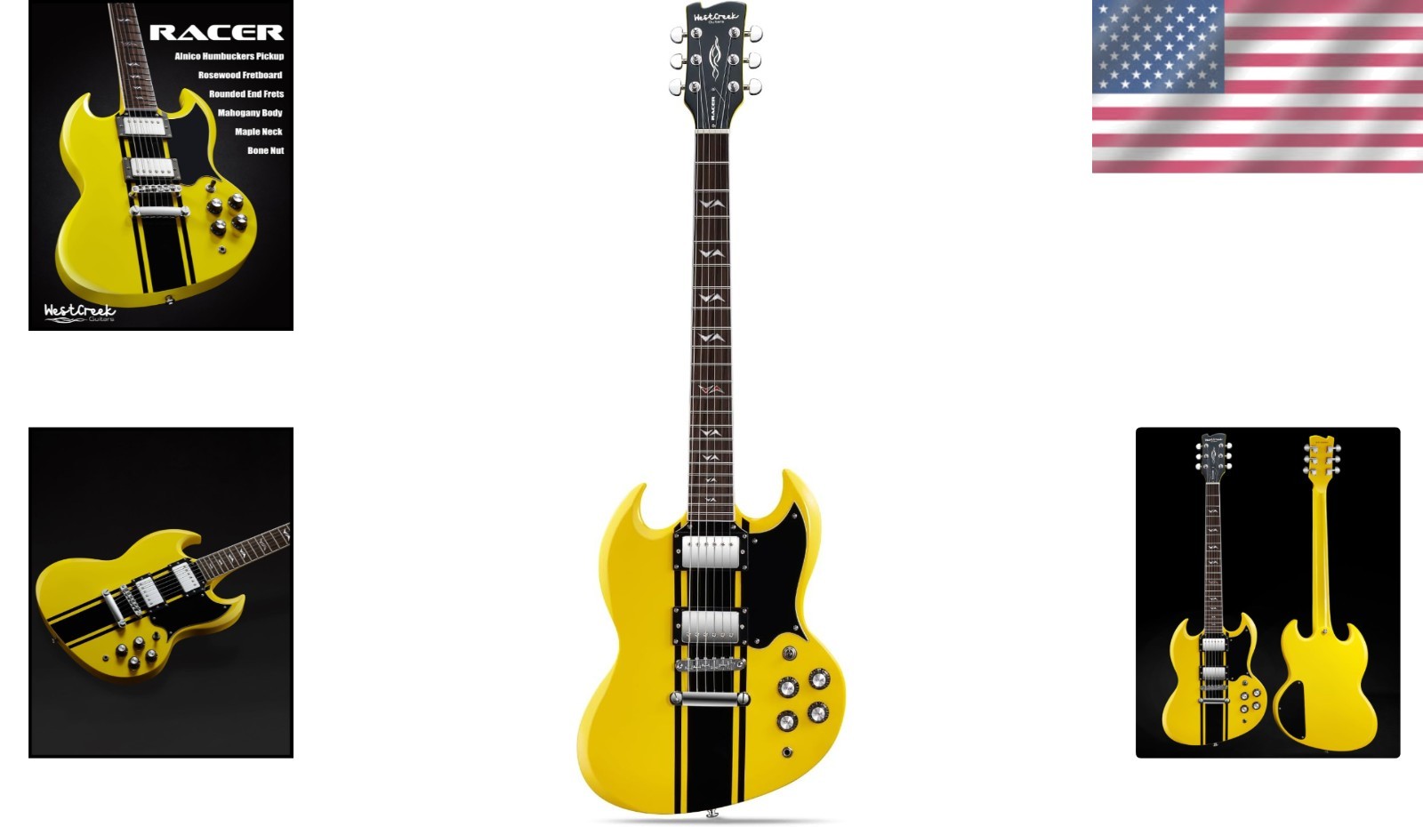 Stylish RACER Electric Guitar – Bone Nut, Mahogany