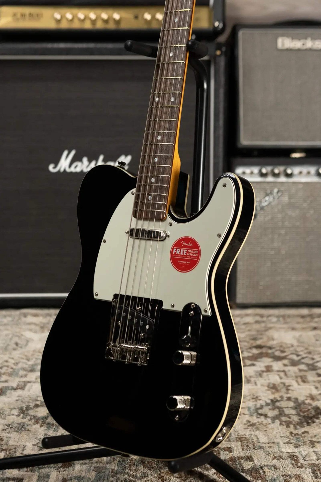 Squier Classic Vibe Baritone Custom Telecaster Electric Guitar – Black