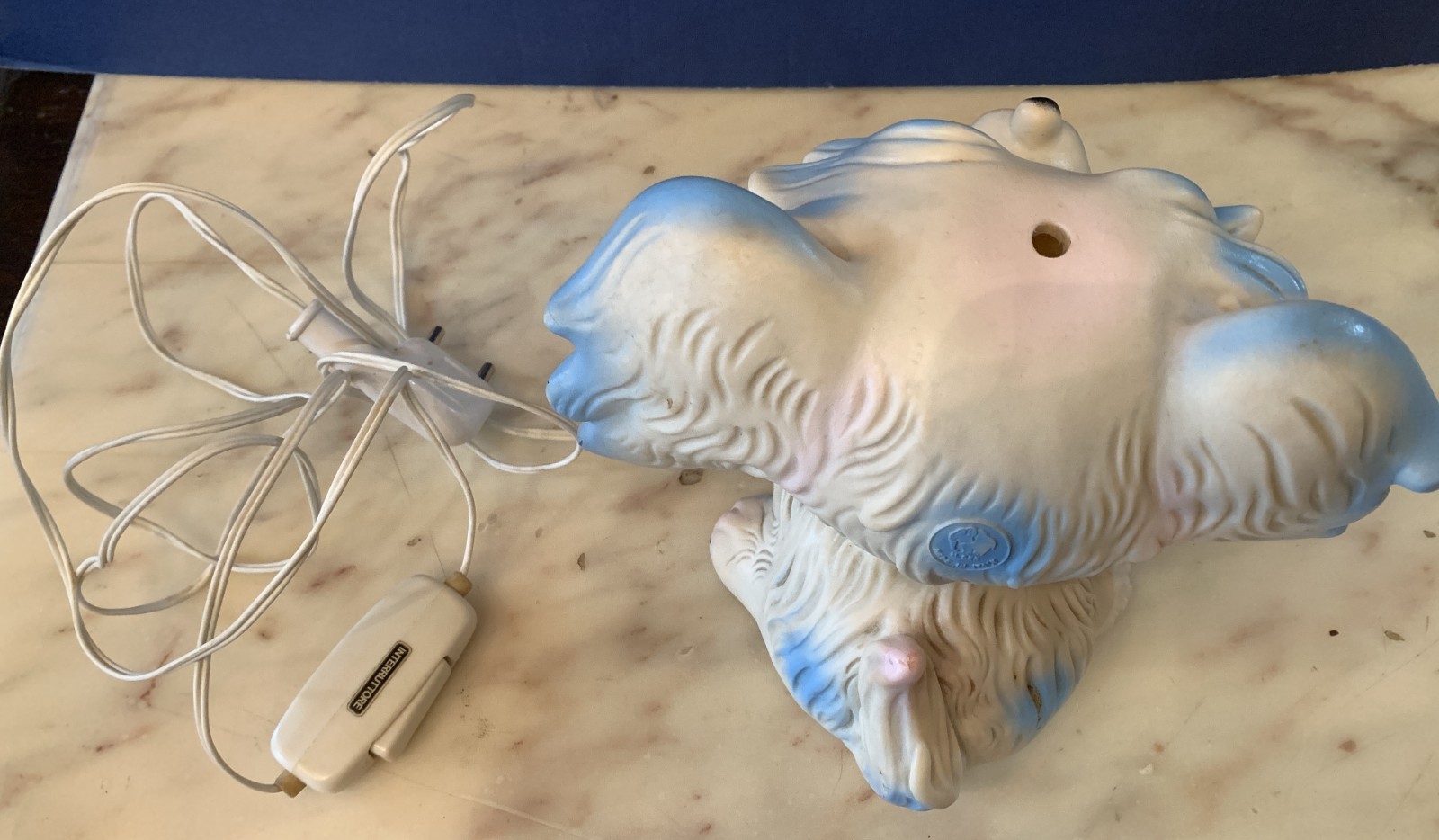 VINTAGE RUBBER TOY ABAT JOUR LAMP LEDRA LEDRAPLASTIC PUPPY DOG 1960s italy