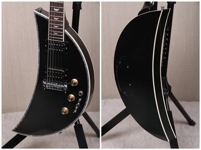 Rare Kawai MoonSault Black Electric Guitar Abalone Binding,Moon Inlay