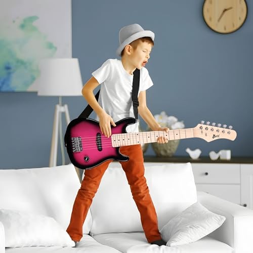 EGM100 30 Inches Real Kids Electric Guitar with Beginner Kit, Right Roseburst