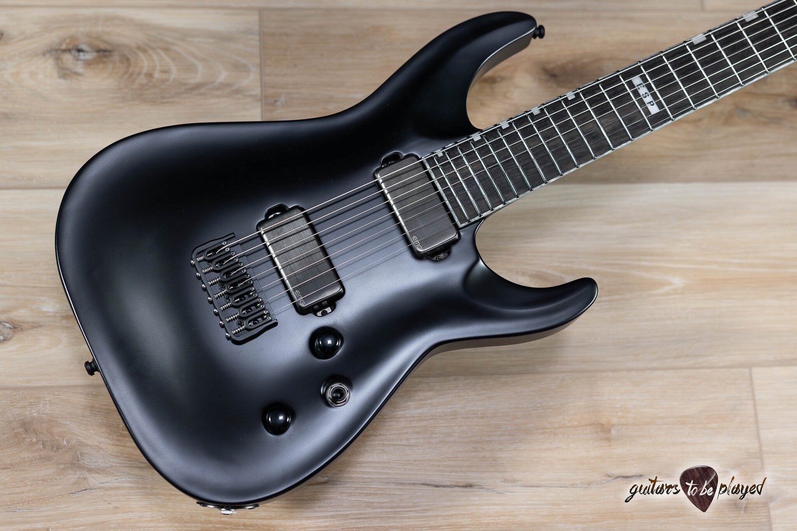 ESP E-II Horizon NT-7B Hipshot 7-String Baritone Guitar w/ Case – Black Satin