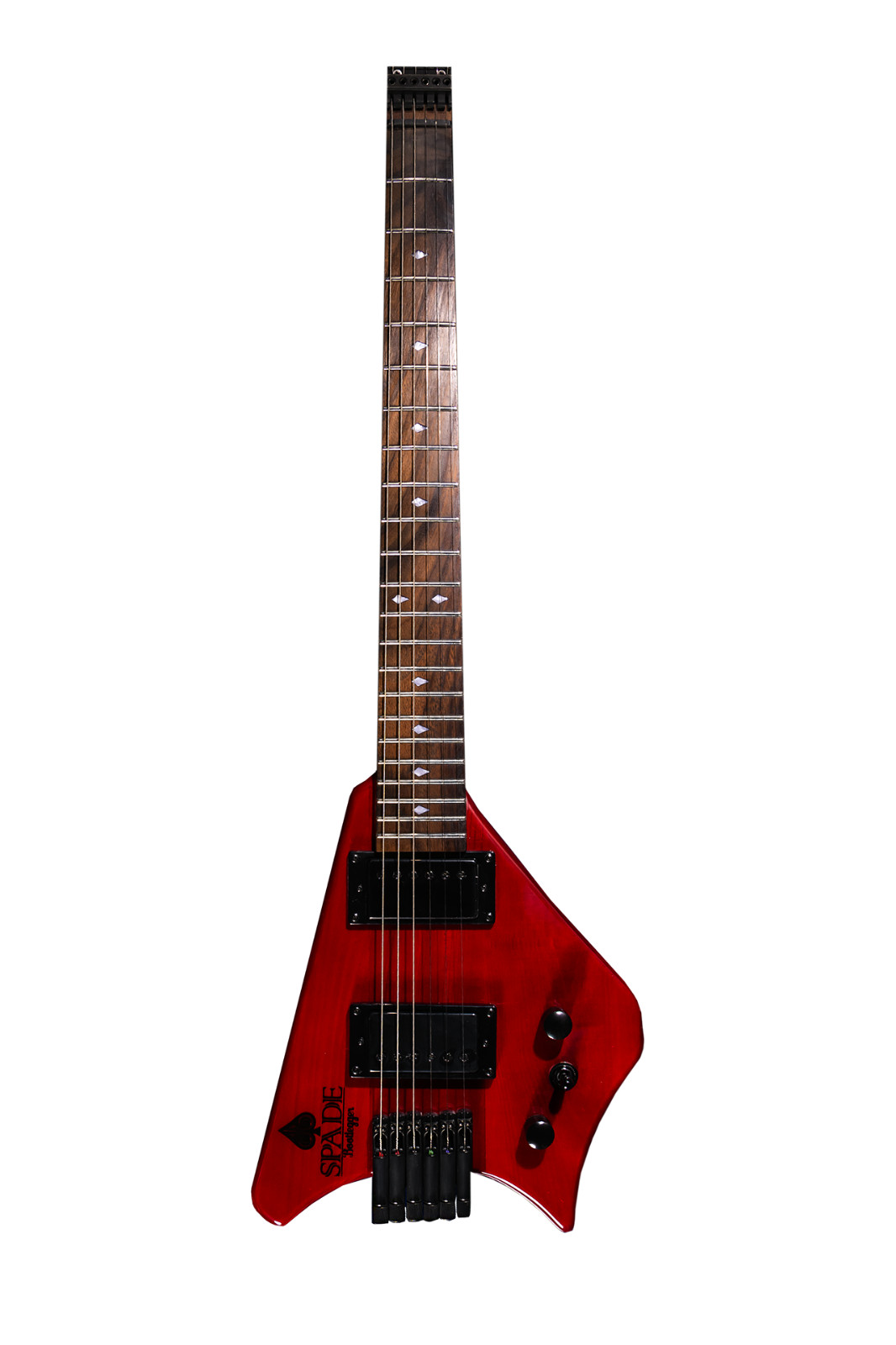 Bootlegger Guitar Burgundy Red Spade Headless Gibson Short Scale 24.75″ wid Case