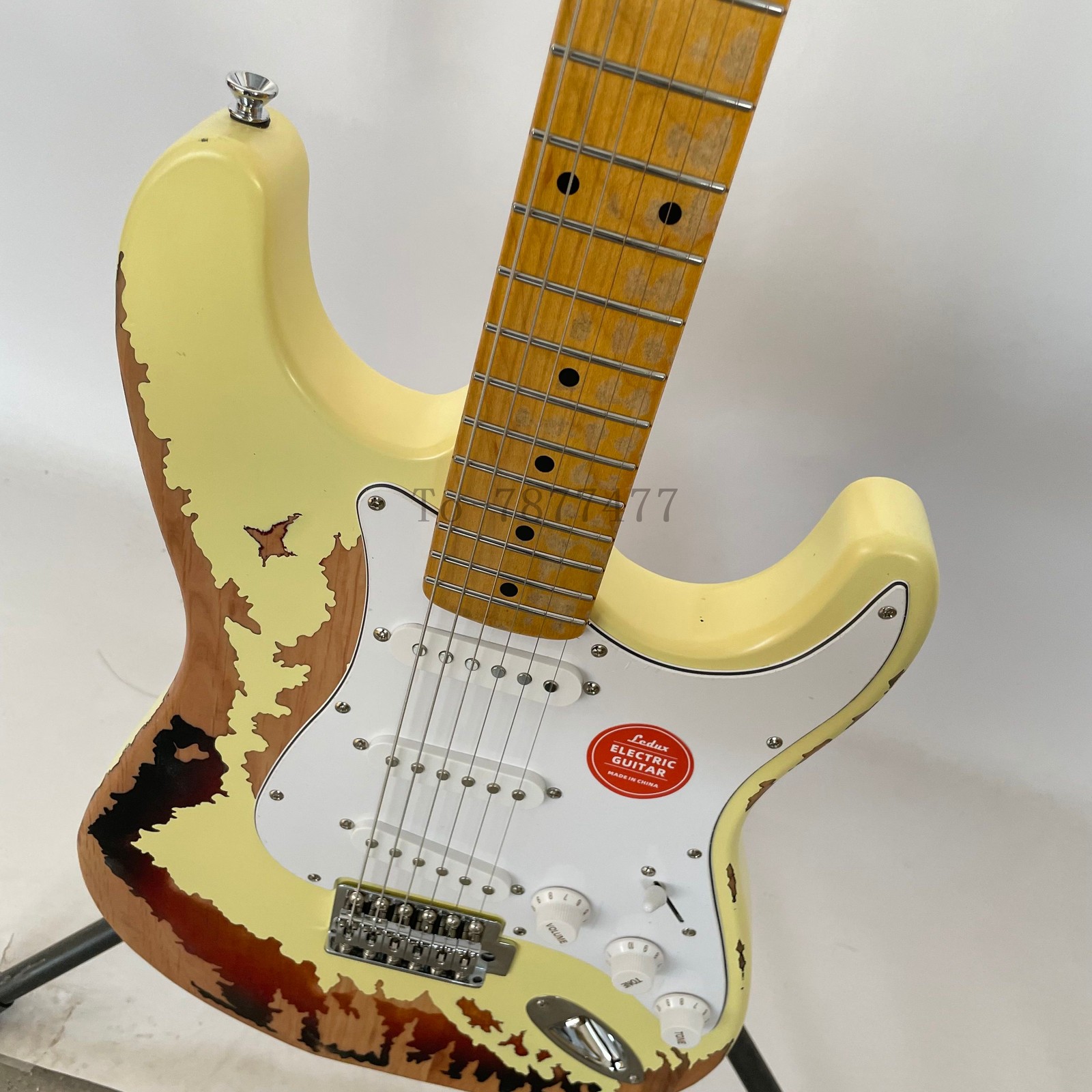 Aged ST Electric Guitar Maple Fretboard&Neck Tremolo Bridge 3S Pickups Yellow