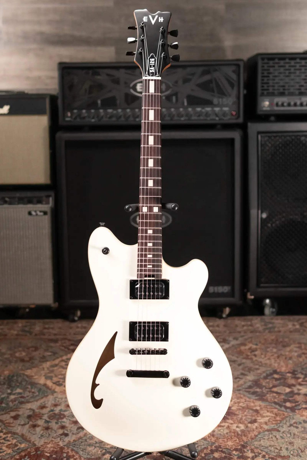 EVH SA-126 Standard Semi-Hollow Electric Guitar – Satin Vintage White