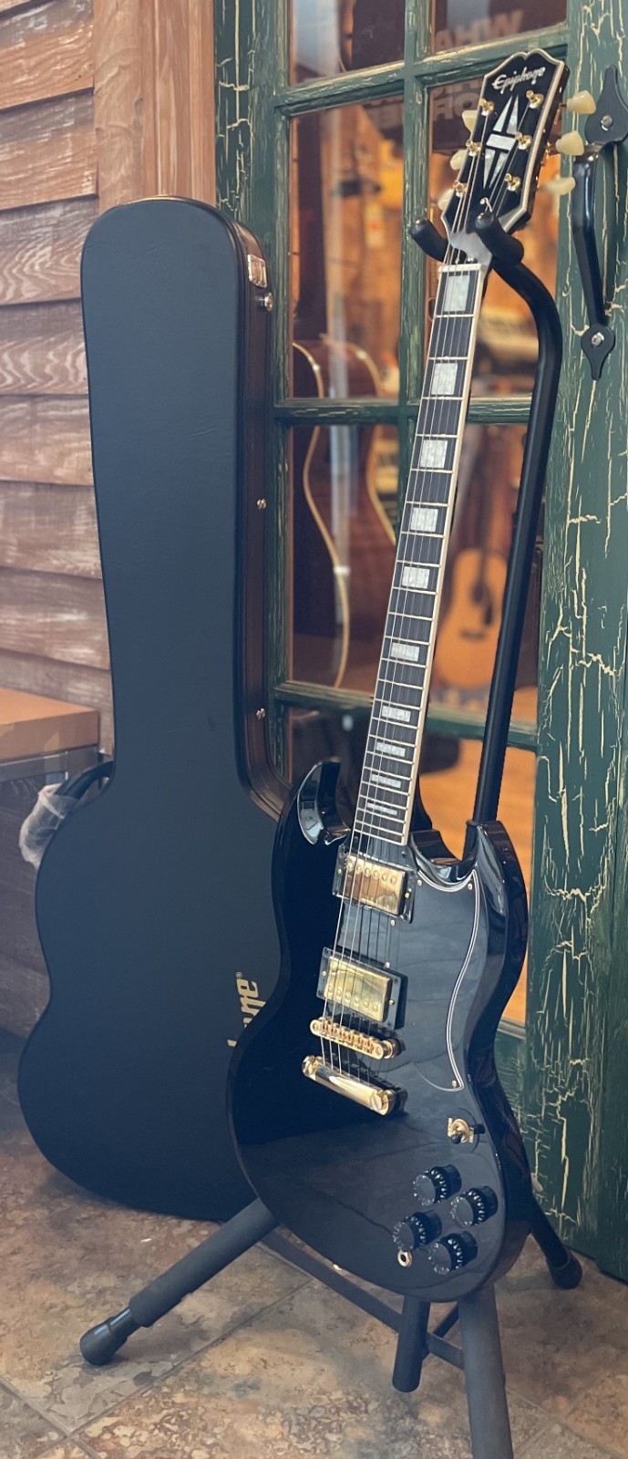 Epiphone Inspired By Gibson SG Custom HH Electric Guitar Ebony Epi SG Hard Case