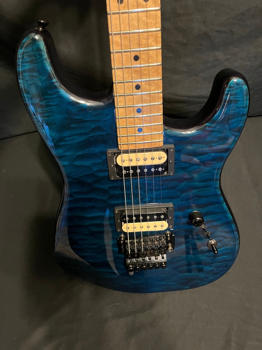 Wayne Charvel Guitars Exotic Rock Legend Blue Quilt Top Guitar W/OHSC