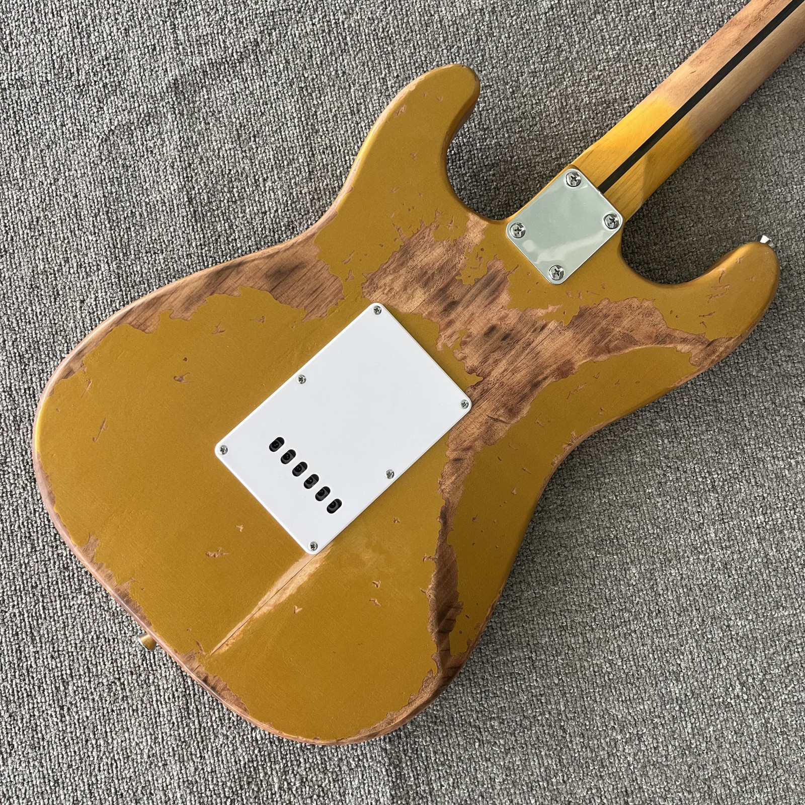 Ledux Solid Electric Guitar Stainless Rounded Fret Edge Aged Gold aged top