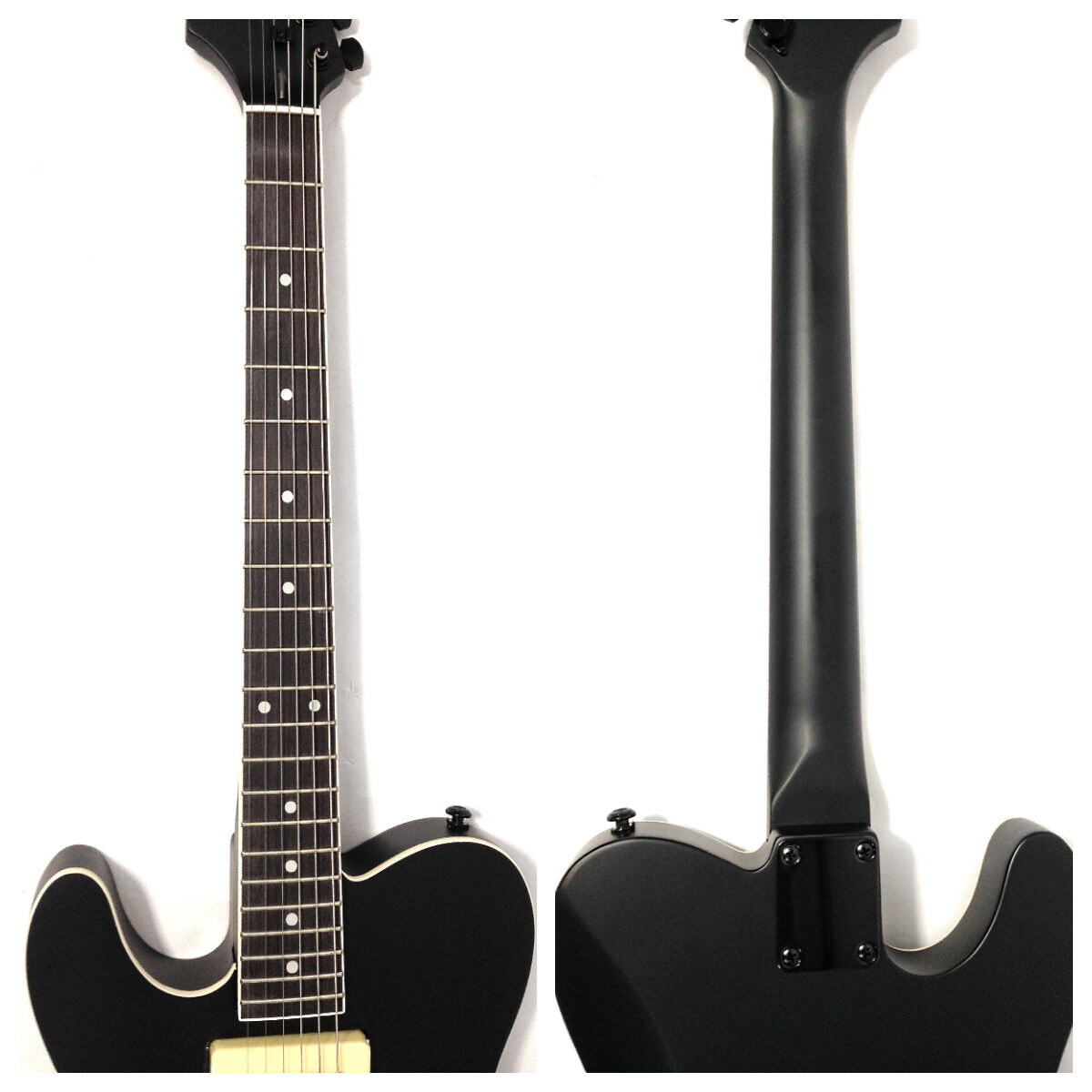 Haze Left-Handed Semi-Hollow Body Electric Guitar,All-Matt-Black+Gig Bag.501LHBK