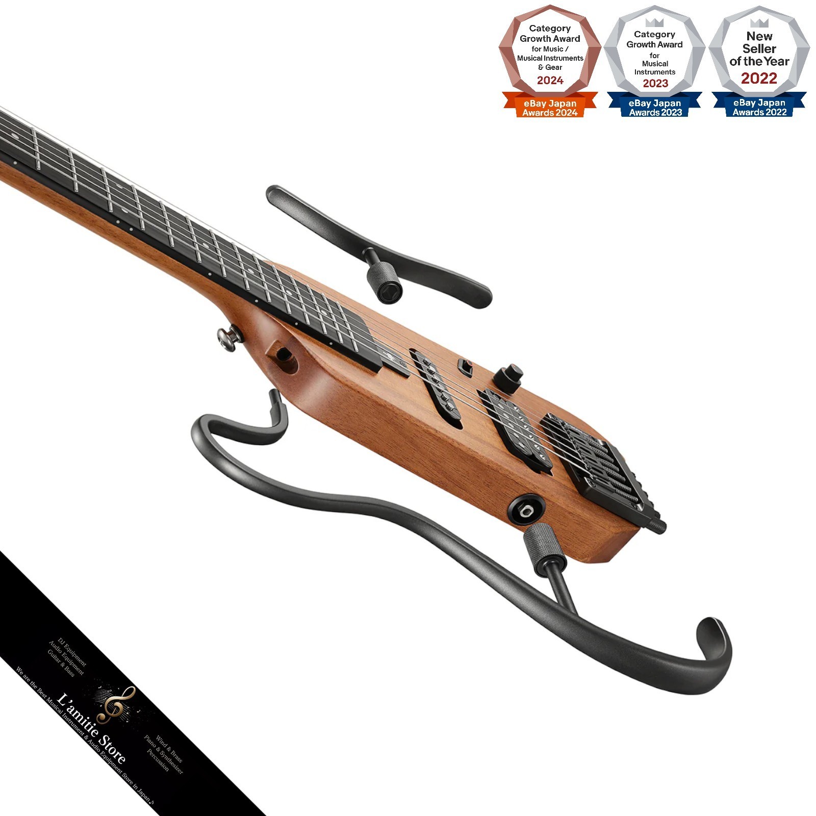 Donner HUSH-X Headless Electric Guitar Travel Compact Lightweight Natural Japan