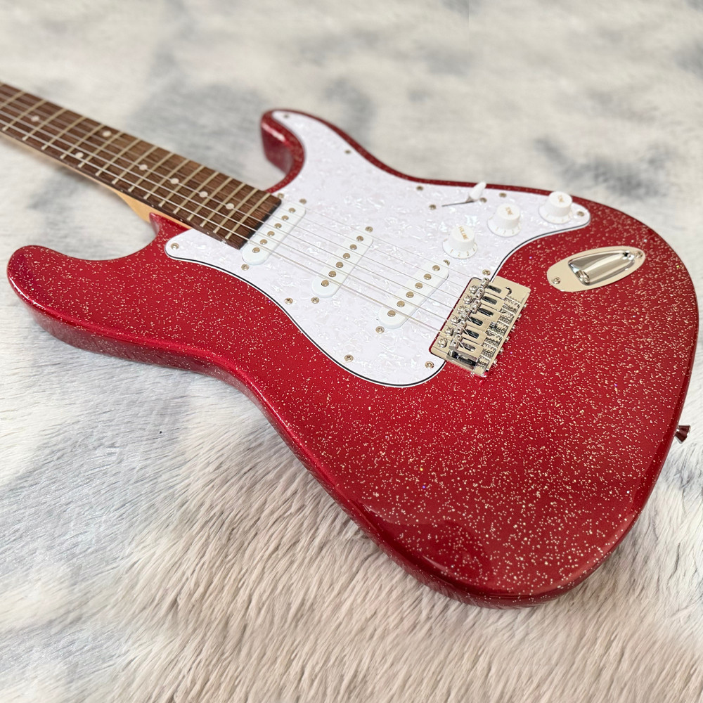 Red ST Electric Guitar SSS Pickups White Pearl Guard Free Shipping